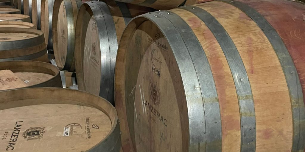 wine barrels at Lanzerac Estate