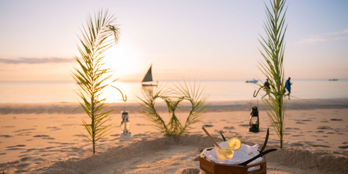 beach with a romantic setting on Benguerra island, Mozambique